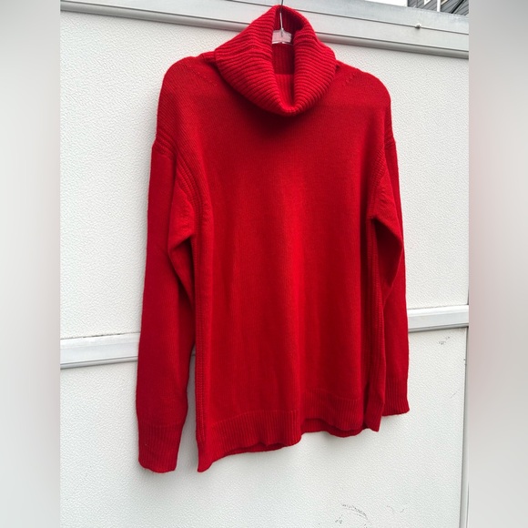 J Crew Turtleneck Sweater Women XL Red Merino Wool Blend Knit Preppy Holiday - Picture 6 of 9